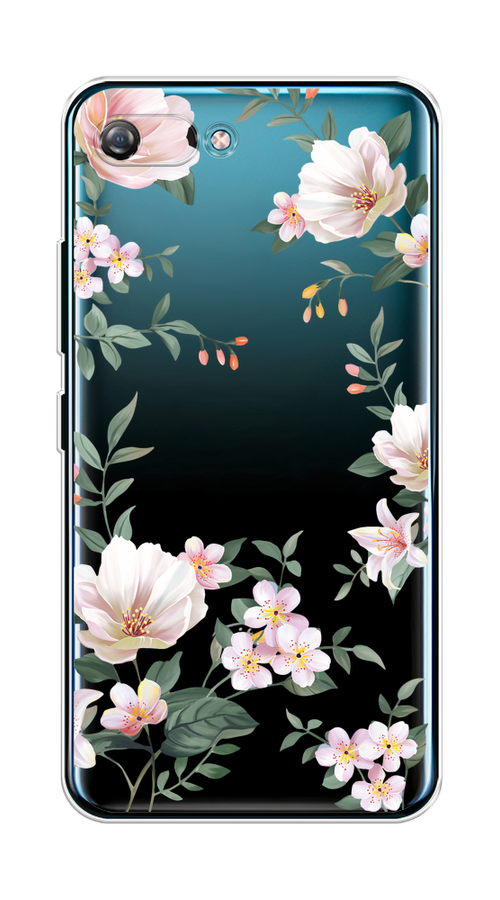 

Чехол на Itel A25/A35 "Beautiful white flowers", Бежевый;зеленый, 3200950-1