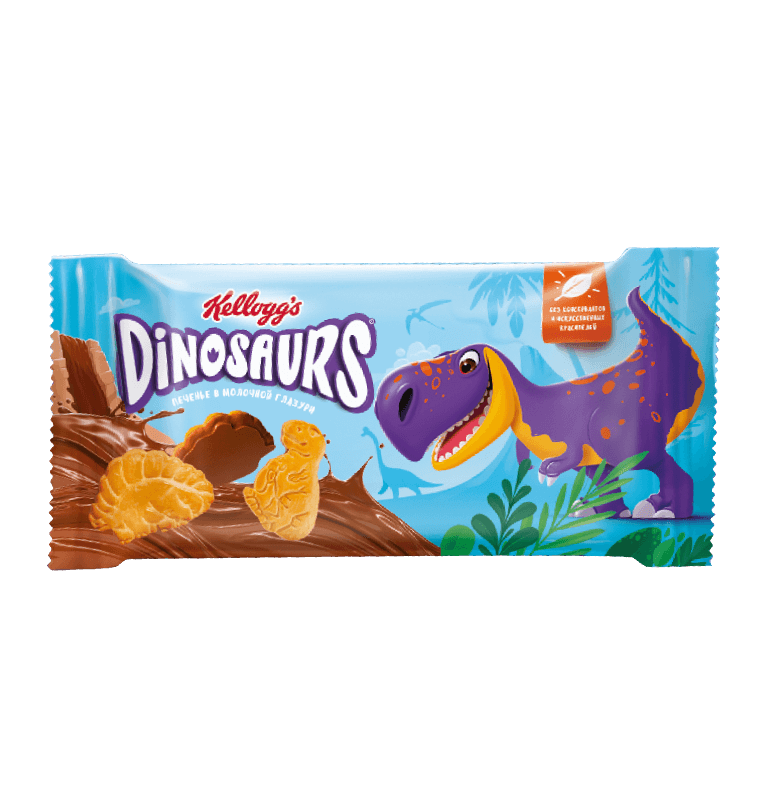 фото Печенье kellogg's dinosaurs сахарное в молочной глазури 127 г kelloggs