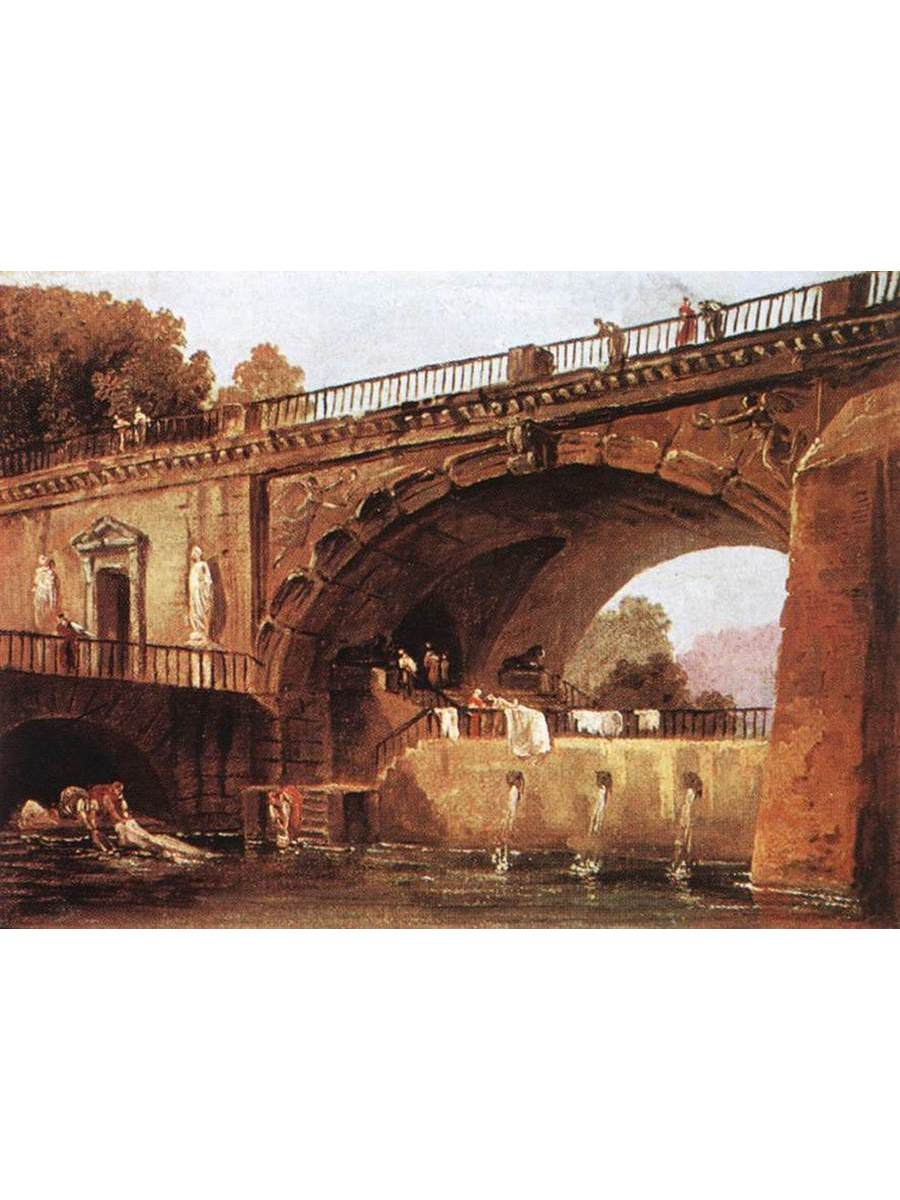 

Постер DRABS A2 Гюбер Робер Washerwomen below a Bridge