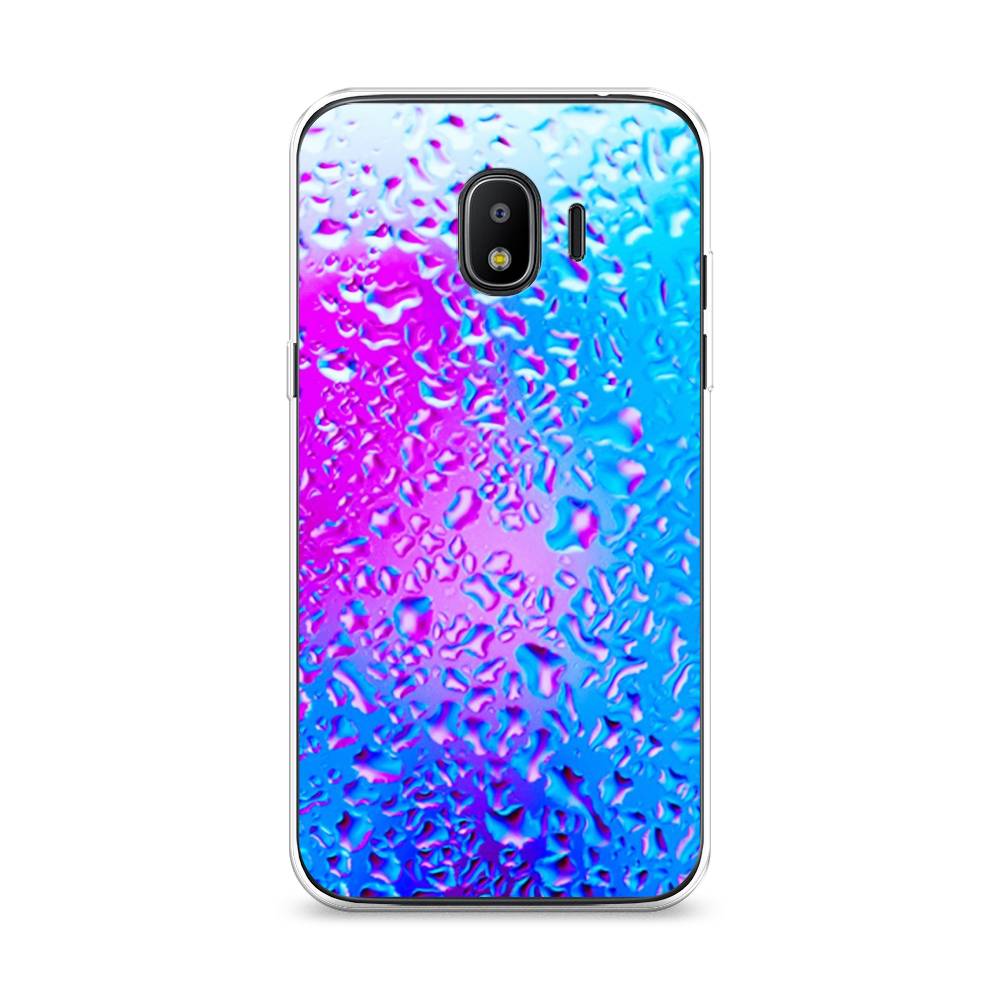 

Чехол на Samsung Galaxy J2 2018 "Капли на стекле", Голубой;розовый, 25650-3