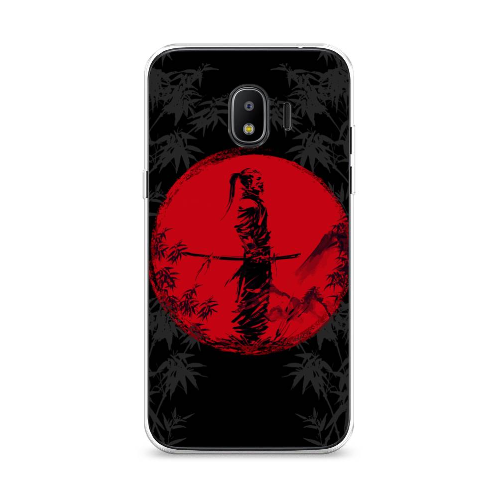 

Чехол на Samsung Galaxy J2 2018 "Самурай на красном фоне", Черный;красный;серый, 25650-4