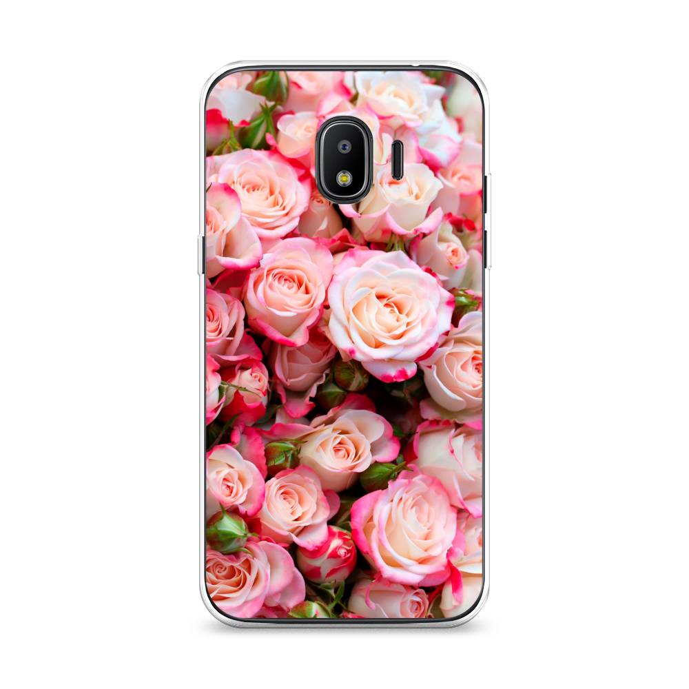 

Чехол на Samsung Galaxy J2 2018 "Много роз", Розовый, 25650-2