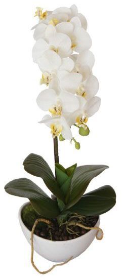 фото Орхидея белая в горшке высота 46 см garda decor