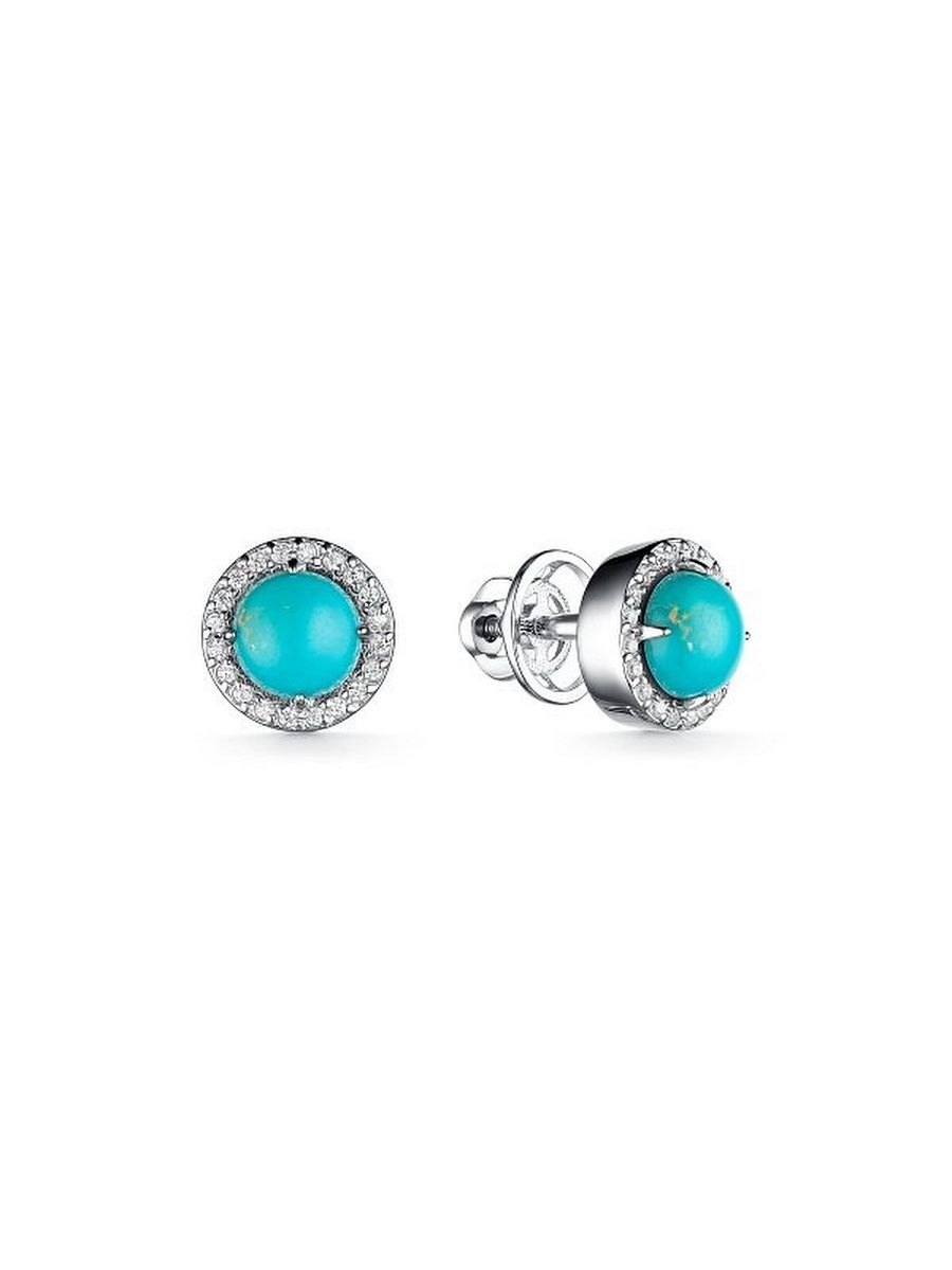 

Серьги пусеты из серебра TEO MAORI 8С-3424рк43800, бирюза/фианит, 8С-3424рк43800