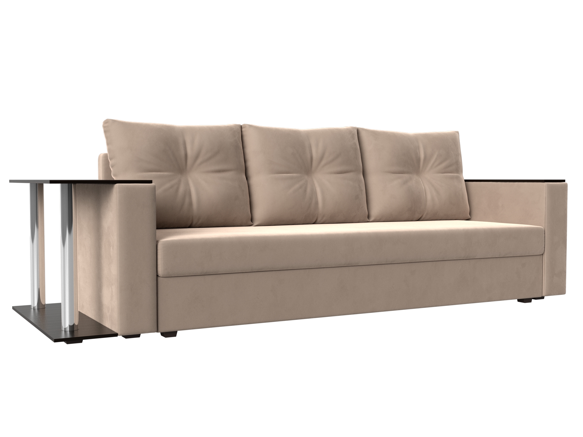 

Диван прямой Атланта Лайт со столом велюр бежевый, Диван прямой Атланта Лайт со столом