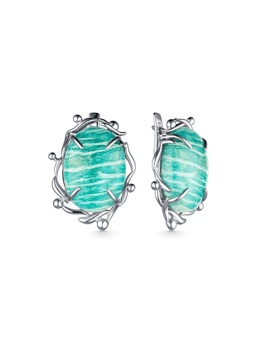 

Серьги из серебра TEO MAORI 8С-3872рк460, амазонит, 8С-3872рк460