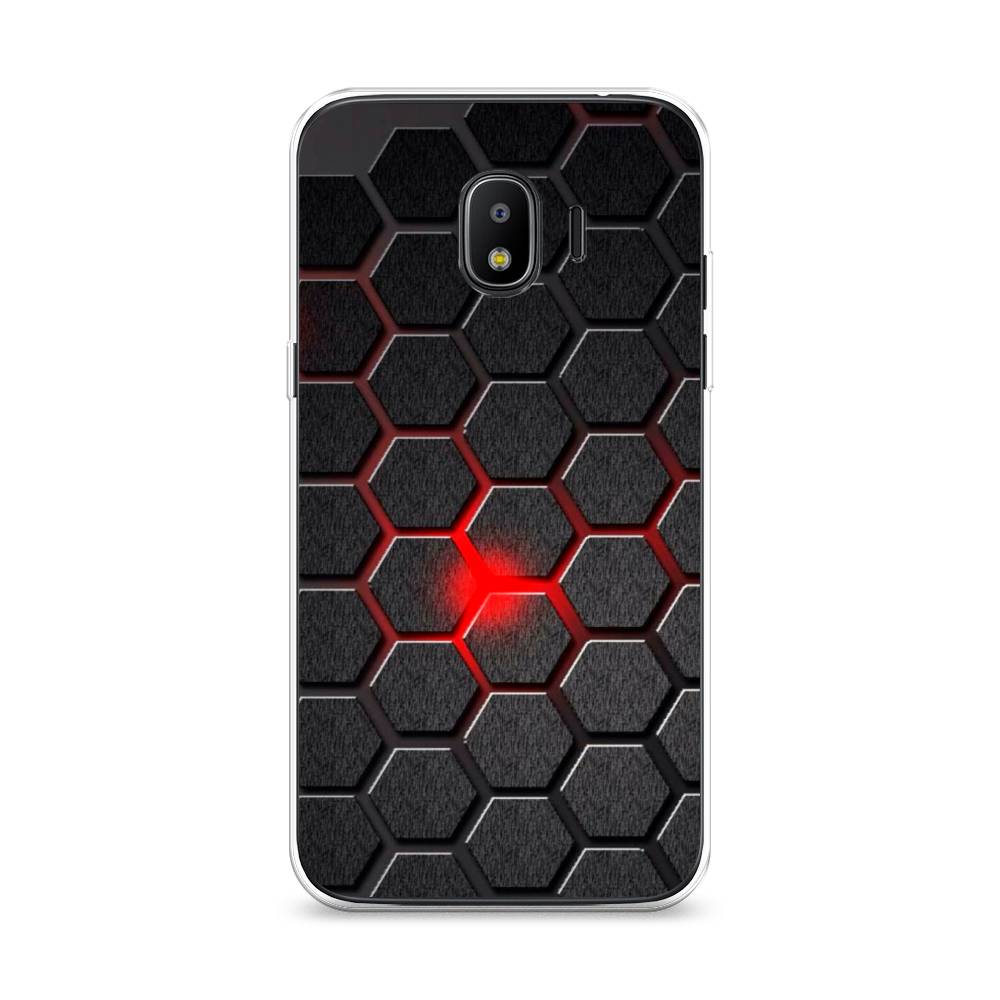 

Чехол на Samsung Galaxy J2 2018 "Соты красные", Красный;черный;серый, 25650-3