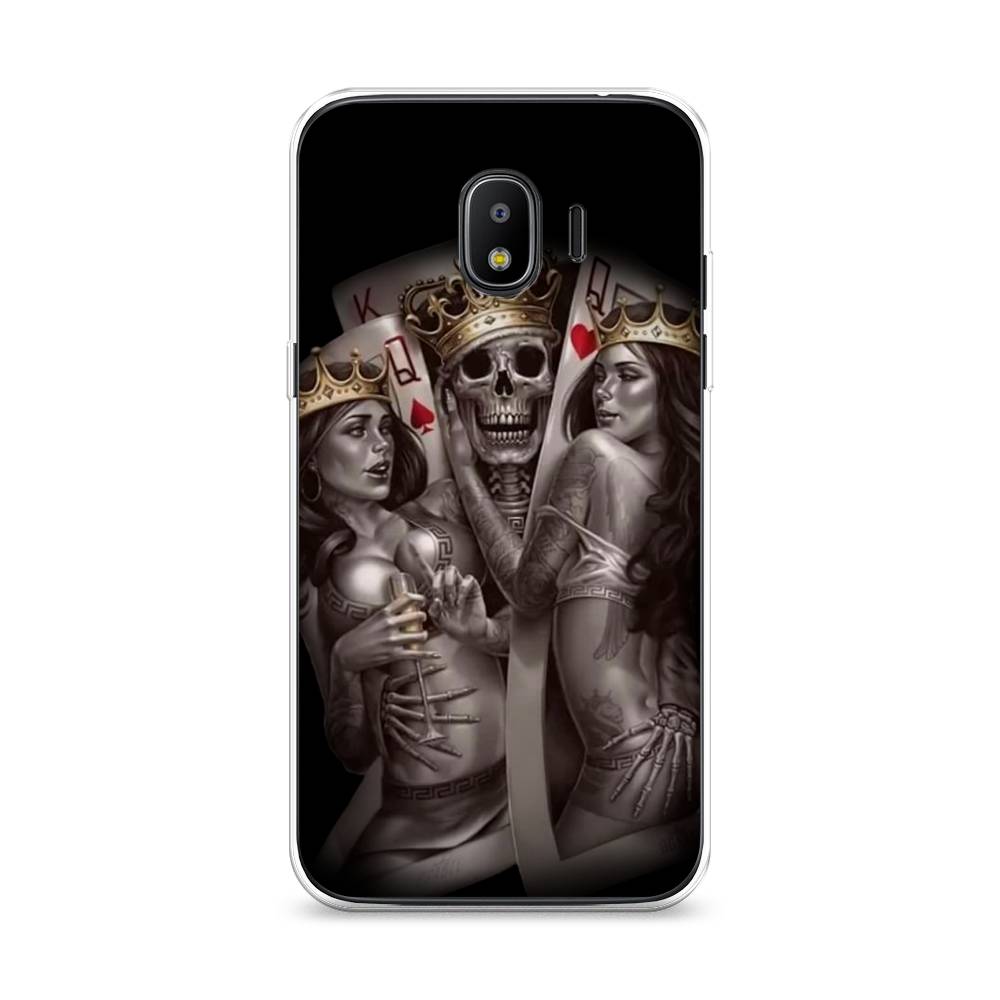 

Чехол на Samsung Galaxy J2 2018 "Карты король и королевы", Серый;желтый, 25650-6
