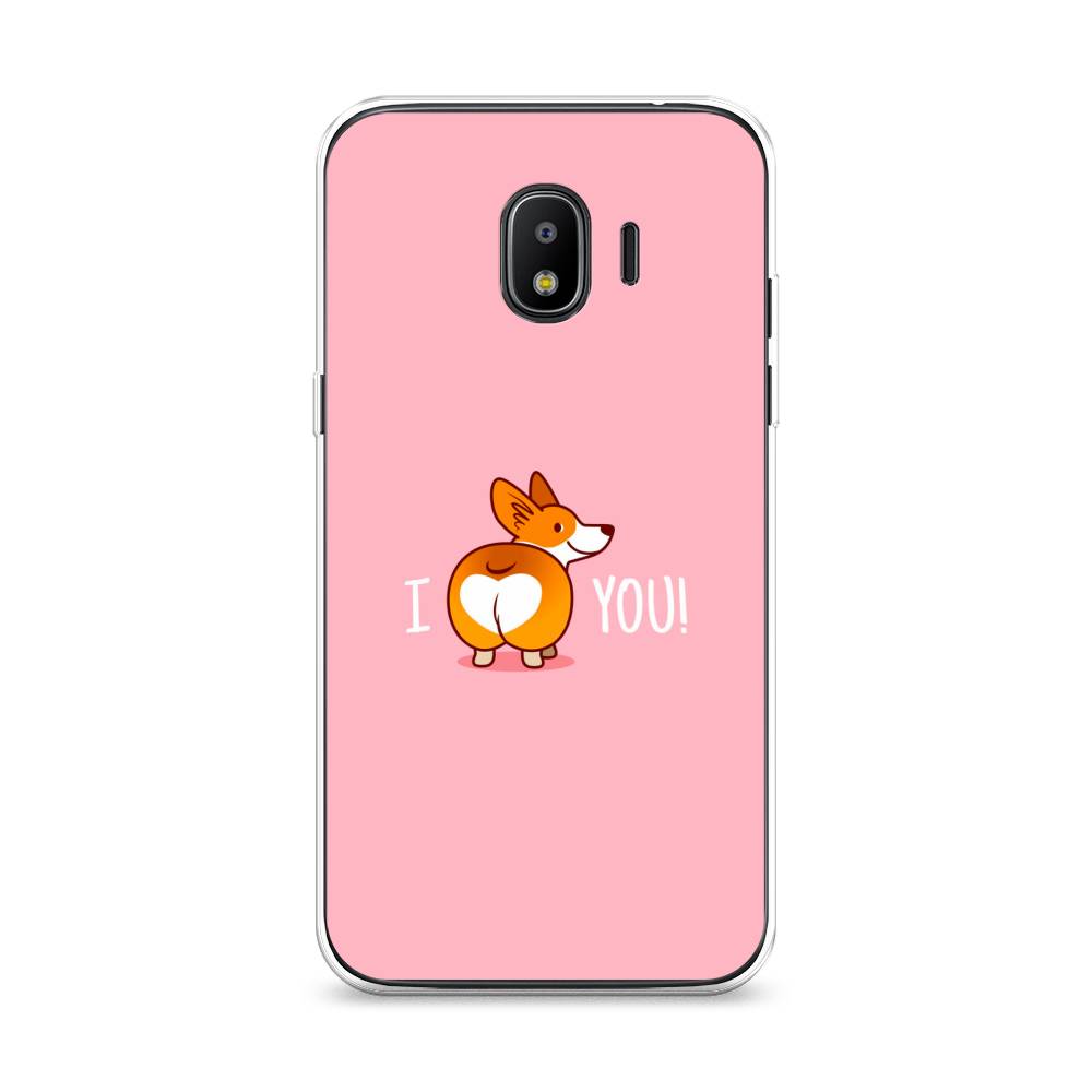 

Чехол на Samsung Galaxy J2 2018 "Корги I love you", Розовый;коричневый;белый, 25650-1