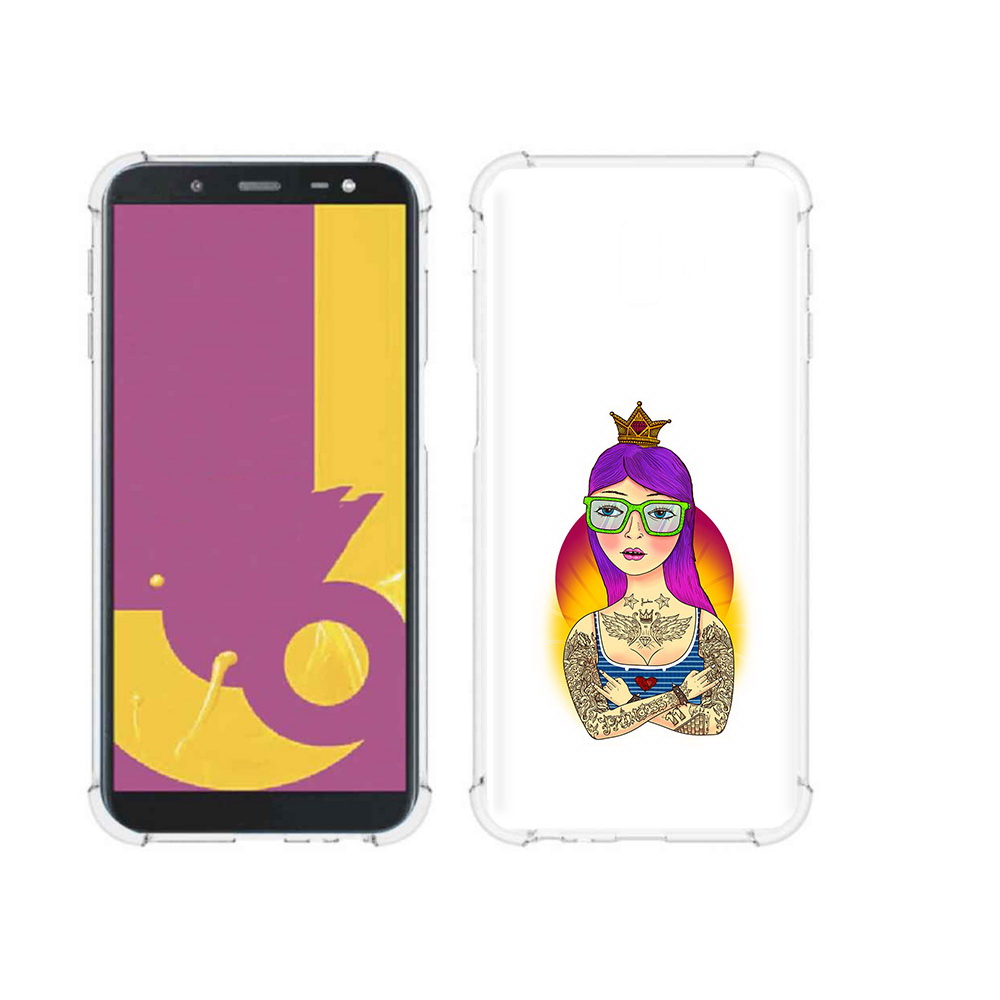 

Чехол MyPads Tocco для Samsung Galaxy J6+ (2018) девушка в татуировках с короной, Прозрачный, Tocco