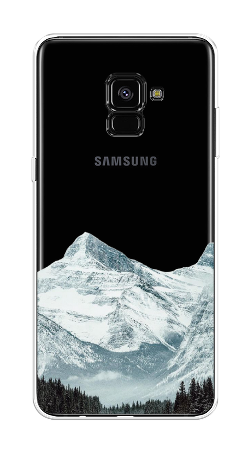 

Чехол на Samsung Galaxy A8 Plus 2018 "Горы арт 1", Белый;зеленый, 25550-2