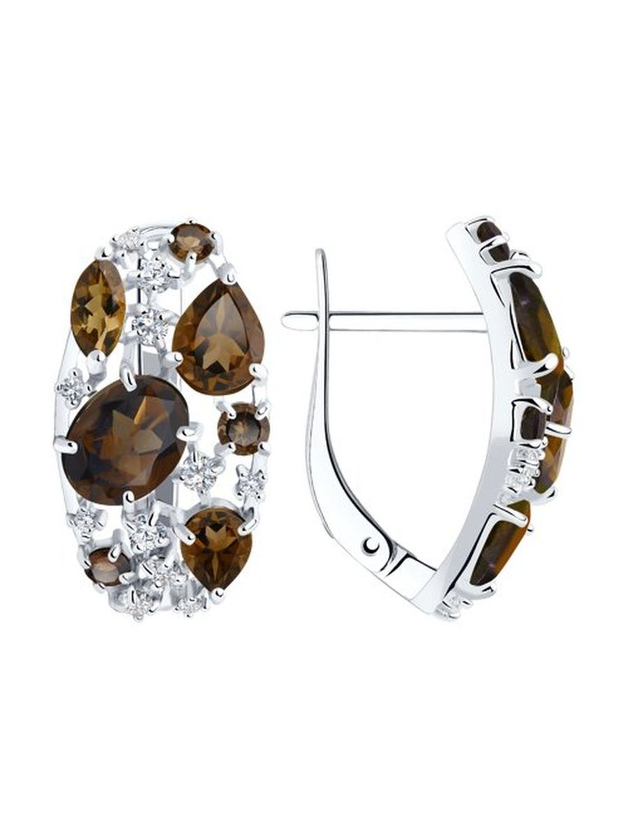 

Серьги из серебра TEO MAORI 892020229, раухтопаз/фианит, 892020229