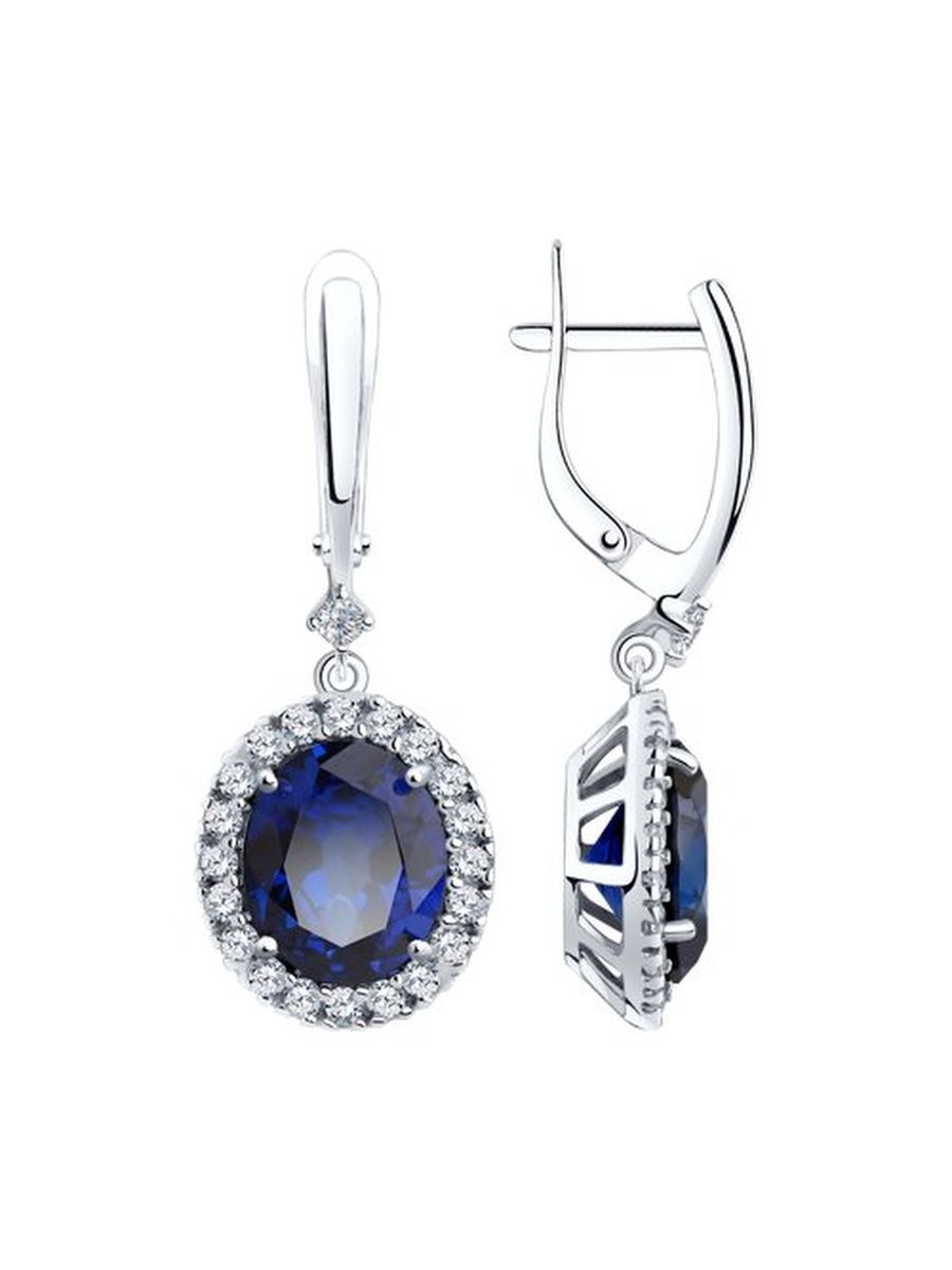 

Серьги из серебра TEO MAORI 888020069, сапфир искусственный/фианит, 888020069