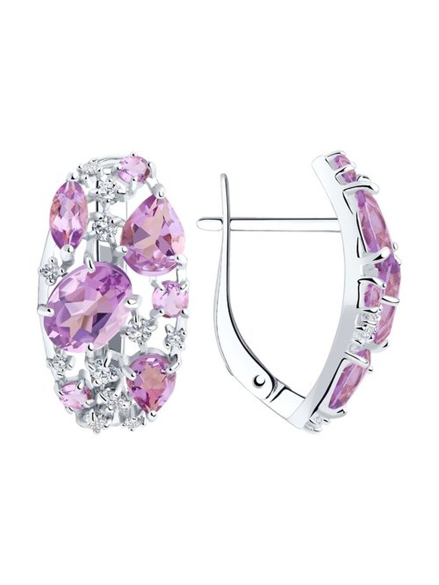 

Серьги из серебра TEO MAORI 892020173, аметист/фианит, 892020173