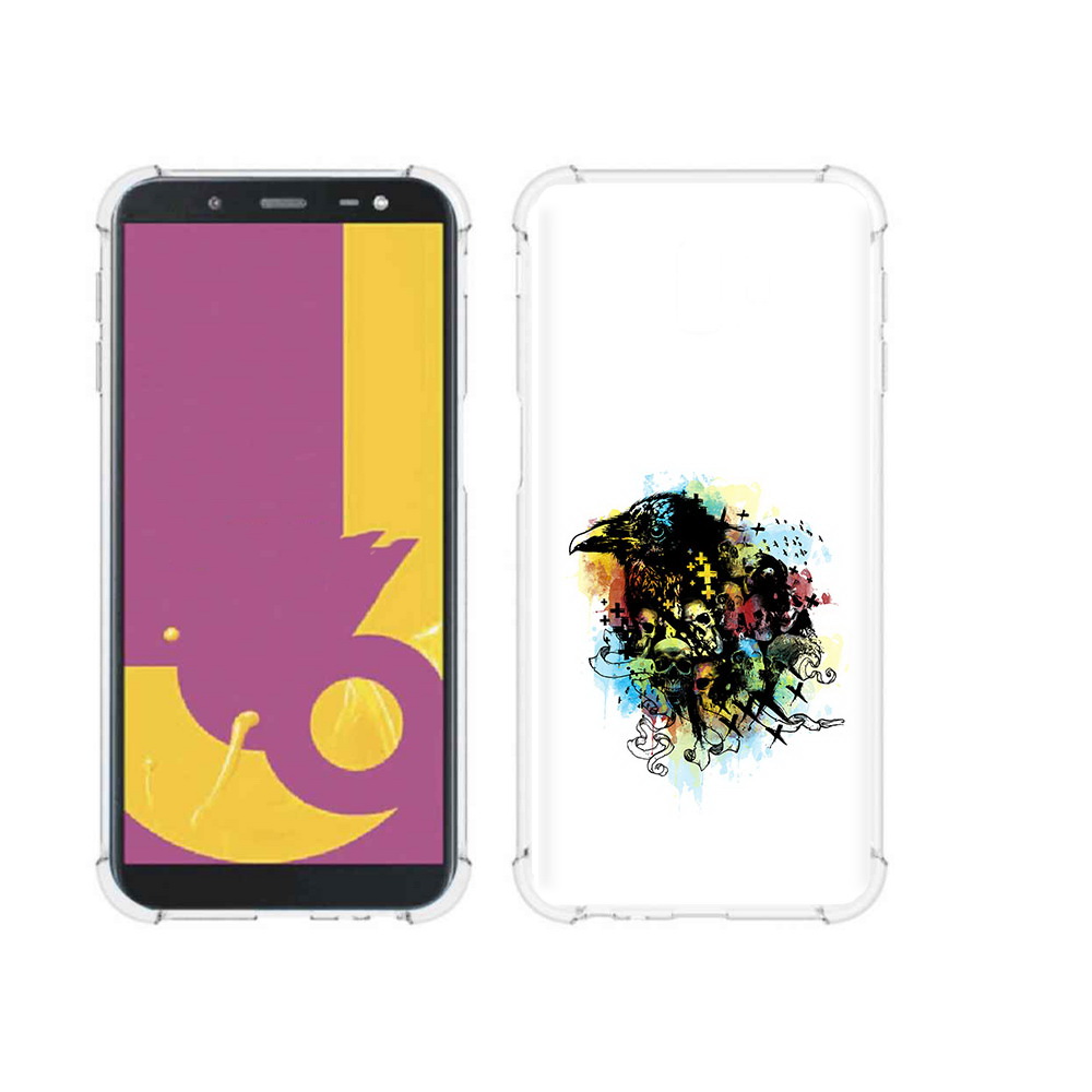 

Чехол MyPads Tocco для Samsung Galaxy J6+ (2018) ворон и черепа (PT119175.557.273), Прозрачный, Tocco