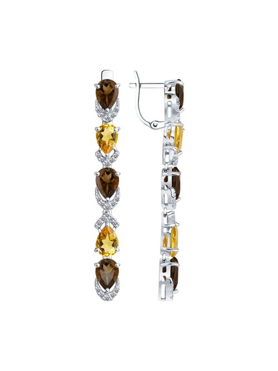 

Серьги из серебра TEO MAORI 892021424, раухтопаз/цитрин/фианит, 892021424