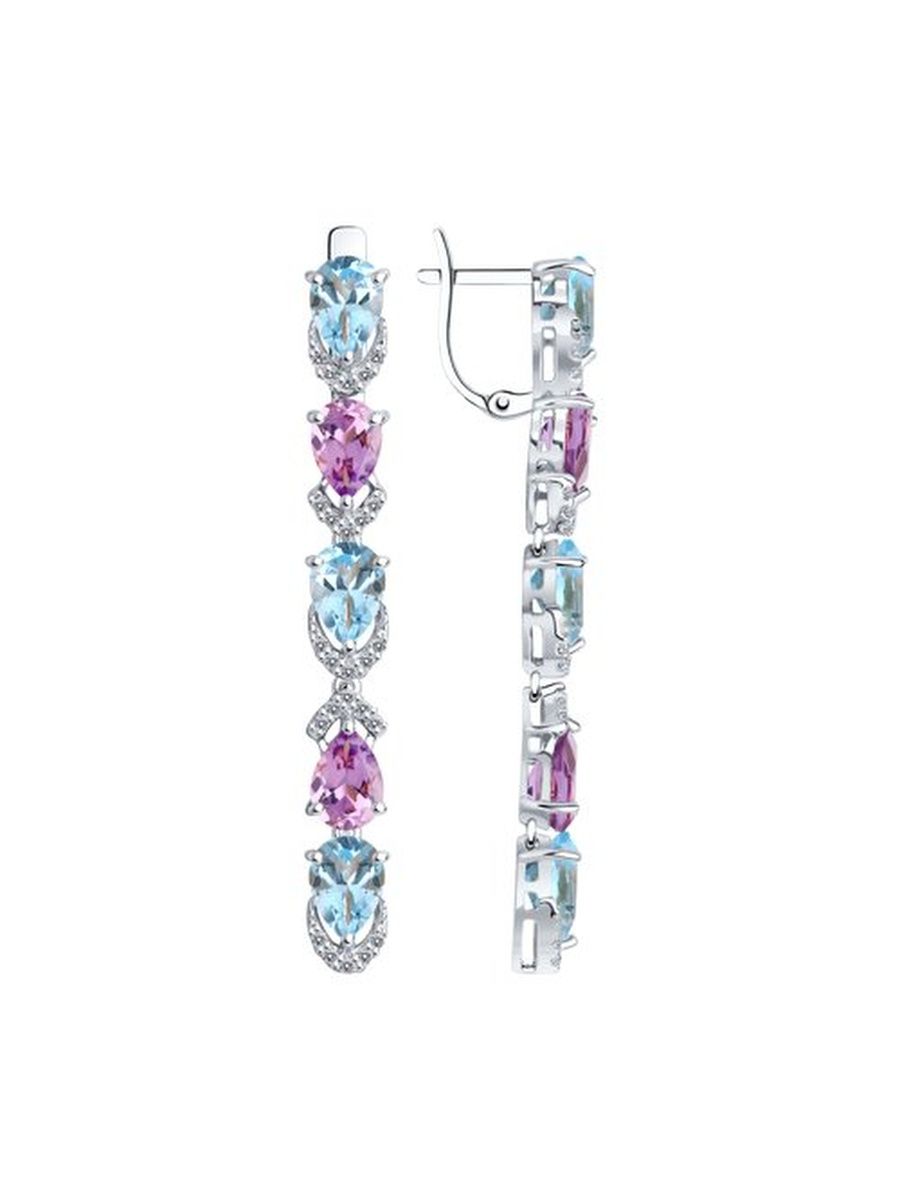 

Серьги из серебра TEO MAORI 892021423, аметист/топаз/фианит, 892021423