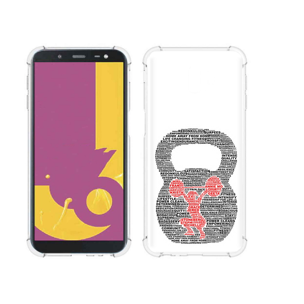 

Чехол MyPads Tocco для Samsung Galaxy J6+ (2018) бодибилдинг гиря из слов, Прозрачный, Tocco