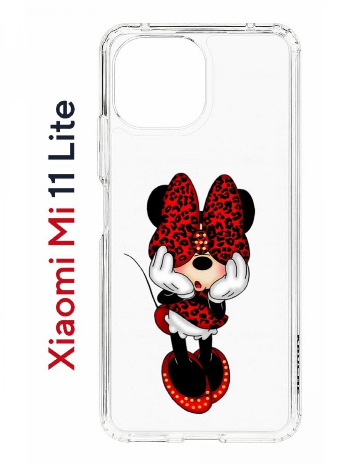 

Чехол на Xiaomi Mi 11 Lite Kruche Print Минни,противоударный бампер,с защитой камеры, Прозрачный;красный;белый;черный, Ксиоми Ми 11 Лайт