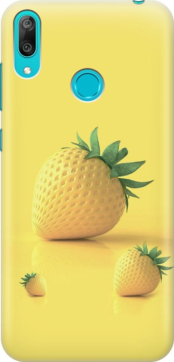 

Силиконовый чехол на Huawei Y7 (2019) "Желтая клубника", Черный, 6608
