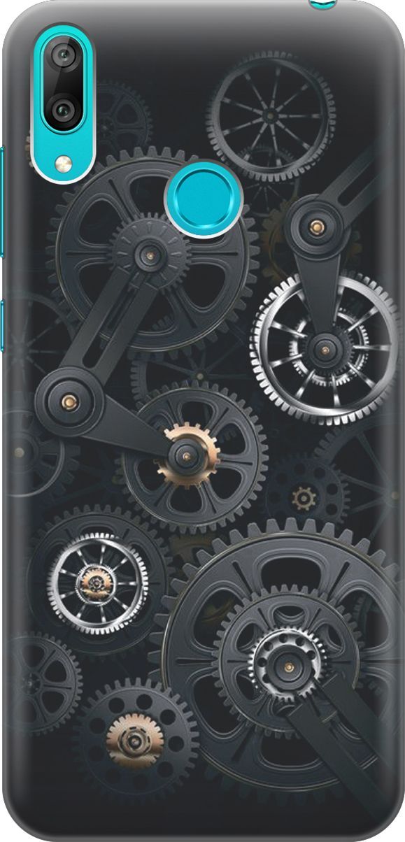

Силиконовый чехол на Huawei Y7 (2019) "Механизм", Белый;серый, 4508