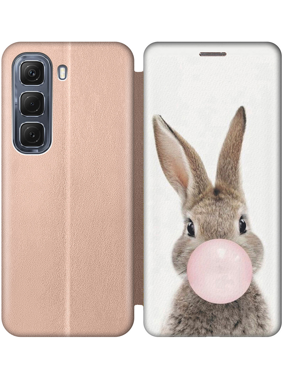 

Чехол-книжка на Infinix Hot 50 4G с принтом "Заяц с жвачкой" золотой, Золотистый;белый;коричневый;розовый, 786718712