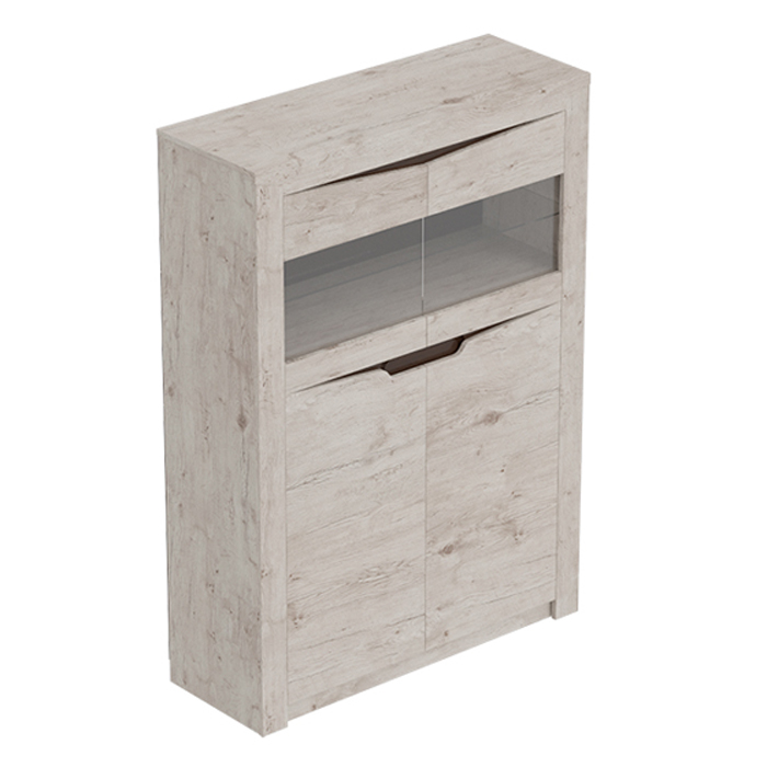 

Шкаф витрина 2 дв Соренто (Мебельград) дуб бонифаций/кофе структурный матовый, Бежевый