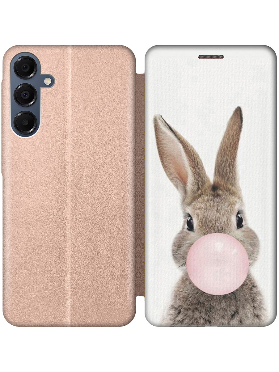 

Чехол-книжка на Samsung Galaxy A16 с принтом "Заяц с жвачкой" золотой, Золотистый;белый;коричневый;розовый, 786721712