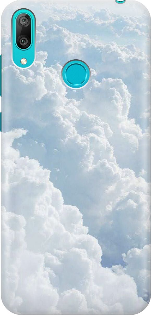 

Силиконовый чехол на Huawei Y7 (2019) "Кучевые облака", Белый;голубой, 6607