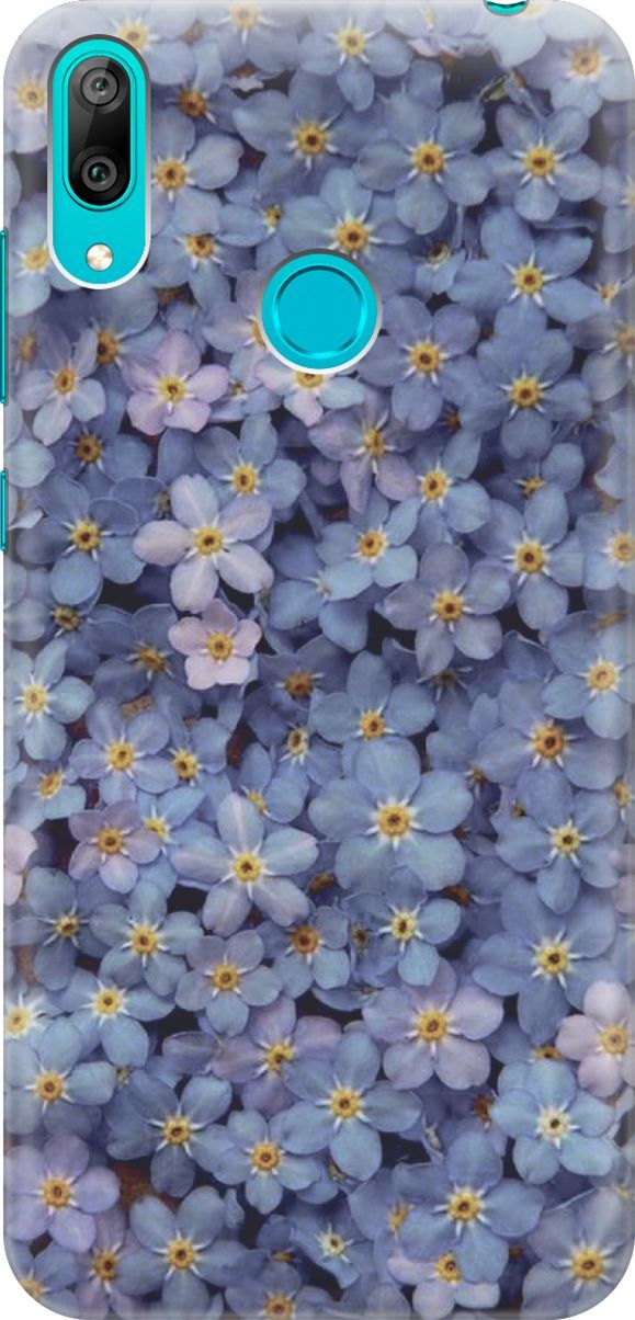 

Силиконовый чехол на Huawei Y7 (2019) "Голубые фиалки", Желтый;синий, 4507