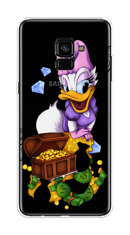 

Чехол на Samsung Galaxy A8 Plus 2018 "Rich Daisy Duck", Коричневый;белый;фиолетовый, 25550-6