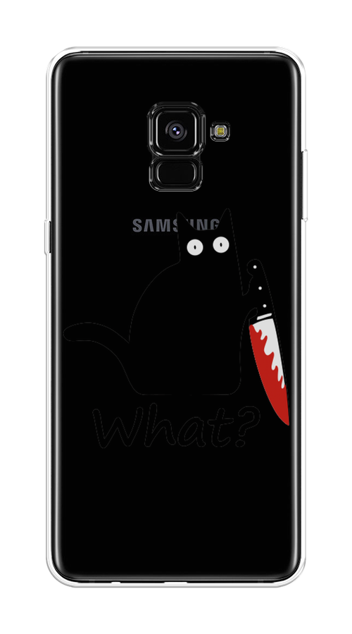 

Чехол на Samsung Galaxy A8 Plus 2018 "Котик с ножом", Черный;красный, 25550-6