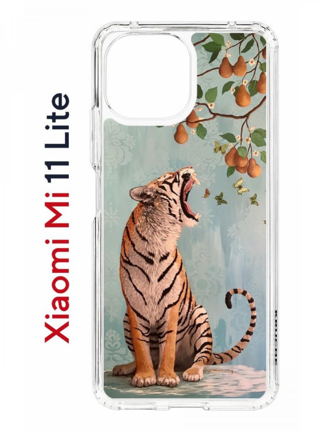 фото Чехол на xiaomi mi 11 lite kruche print тигр под деревом,противоударный бампер с принтом кruче