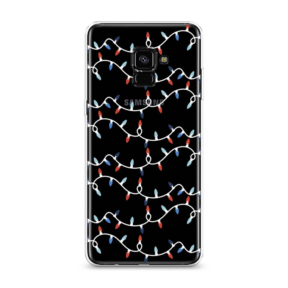 

Чехол на Samsung Galaxy A8 Plus 2018 "Разноцветная гирлянда", Белый;красный;синий, 25550-5