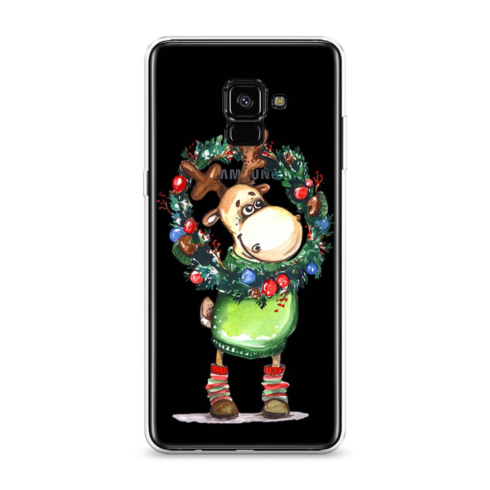 

Чехол на Samsung Galaxy A8 Plus 2018 "Олень с новогодним венком", 25550-4