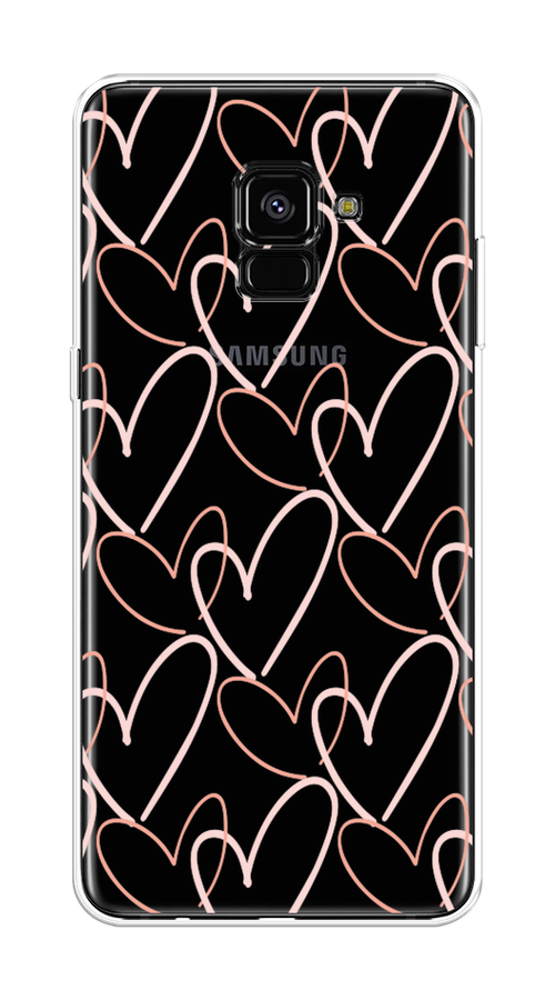 

Чехол на Samsung Galaxy A8 Plus 2018 "Узор из сердечек", Розовый;бежевый, 25550-6