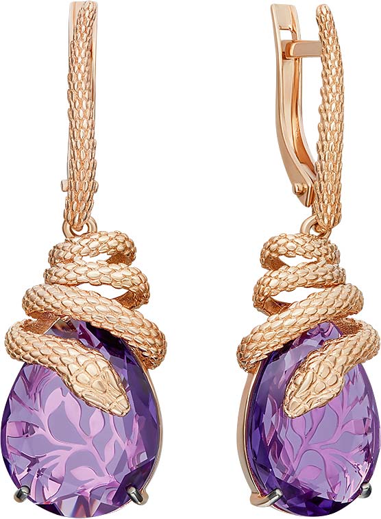 

Серьги подвески из красного золота PLATINA jewelry 02-5289-00-203-1110, аметист, 02-5289-00-203-1110