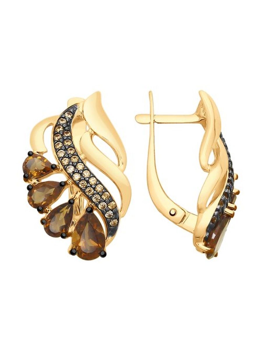 

Серьги из серебра TEO MAORI 892021578, раухтопаз/фианит, 892021578