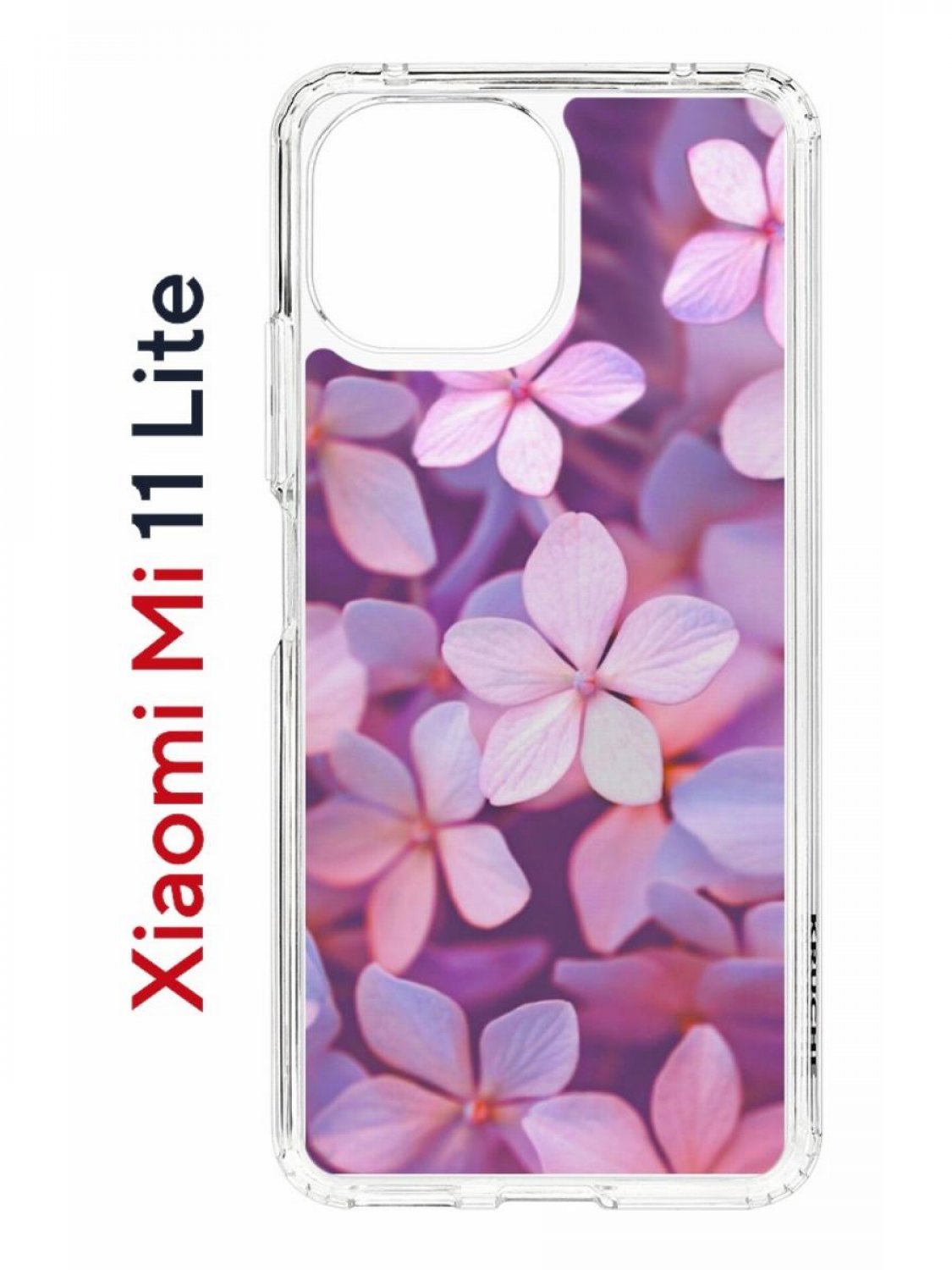 фото Чехол на xiaomi mi 11 lite kruche print гортензия,противоударный бампер,с защитой камеры кruче