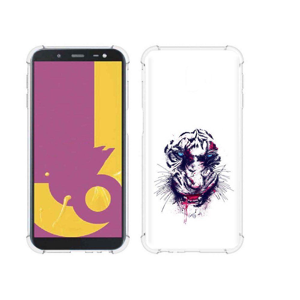 

Чехол MyPads Tocco для Samsung Galaxy J6+ (2018) безумный тигр (PT119175.557.228), Прозрачный, Tocco