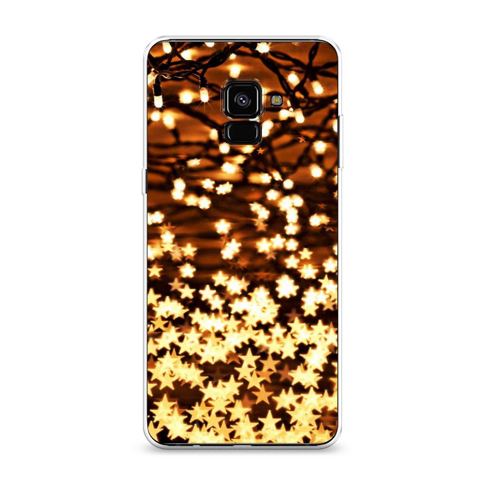 

Чехол на Samsung Galaxy A8 Plus 2018 "Новогодняя гирлянда", Золотистый, 25550-5