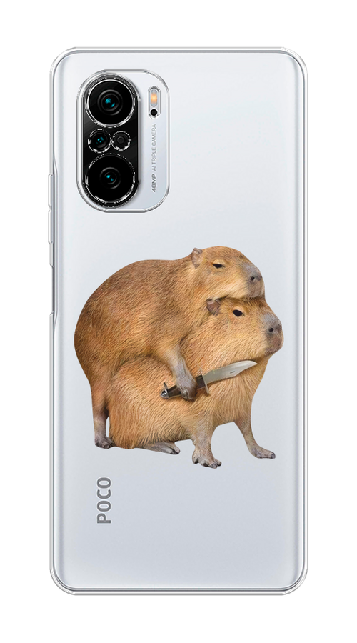 

Чехол на Xiaomi Poco F3/Redmi K40/Mi 11i "Капибара с ножом", Бежевый, 310950-1