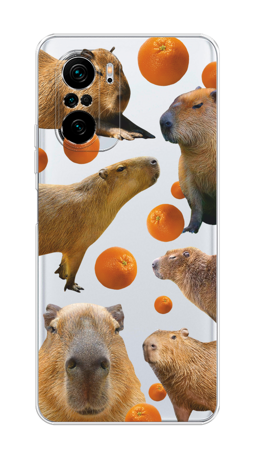 

Чехол на Xiaomi Poco F3/Redmi K40/Mi 11i "Капибара и апельсины", Бежевый;оранжевый, 310950-1