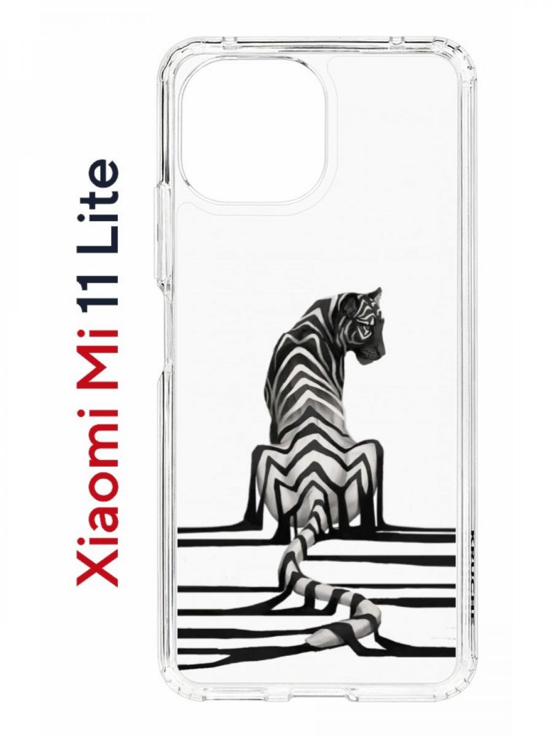 Чехол на Xiaomi Mi 11 Lite Kruche Print Tiger,противоударный бампер,с защитой камеры