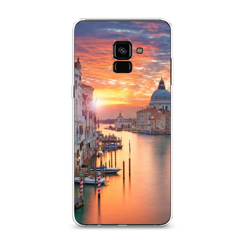 

Чехол на Samsung Galaxy A8 Plus 2018 "Восход 11", Розовый;оранжевый, 25550-2