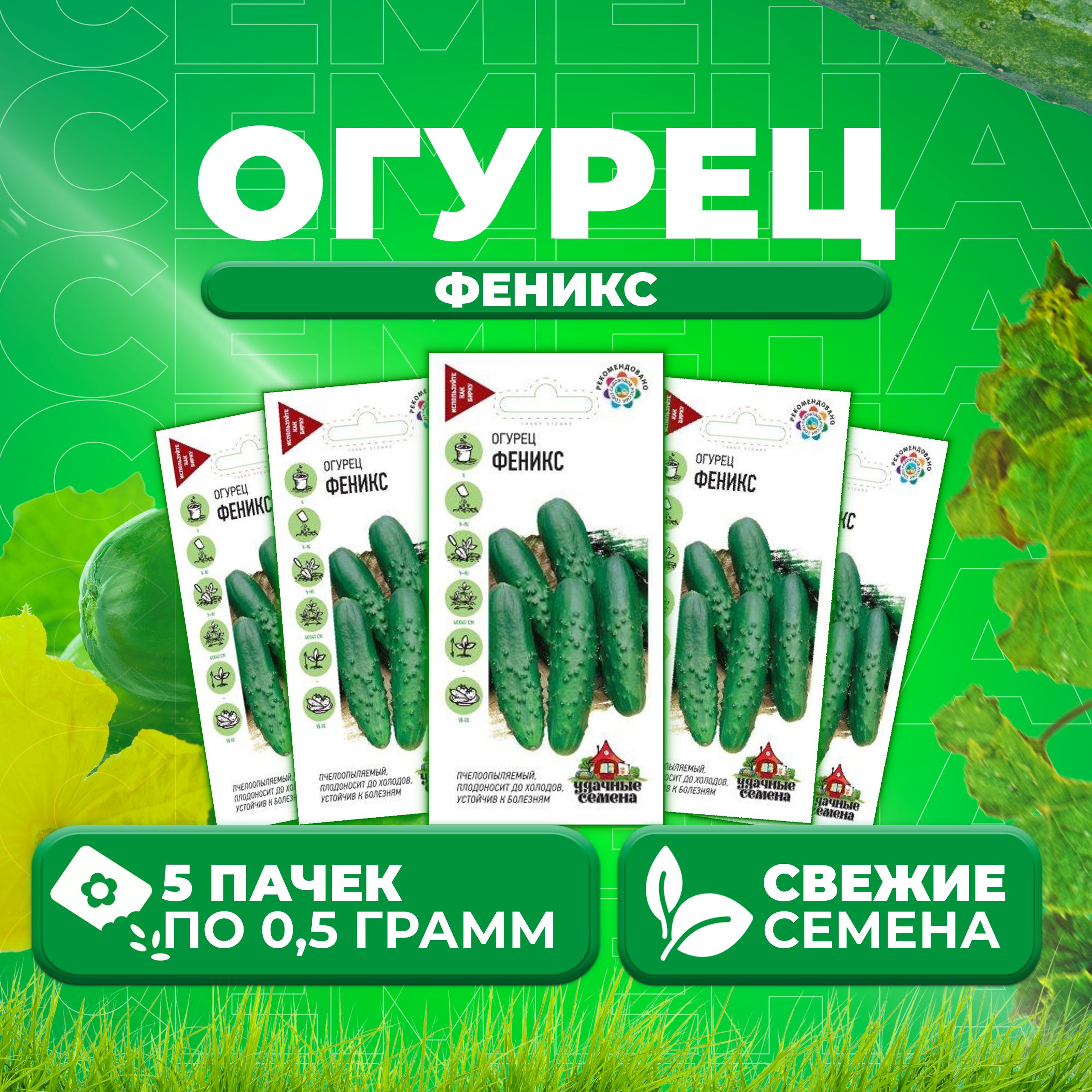 

Семена огурец Феникс Удачные семена 10002435-5 5 уп., 10002435