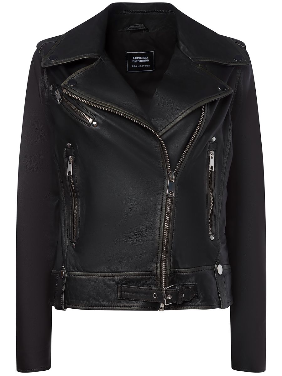 

Кожаная куртка женская СНЕЖНАЯ КОРОЛЕВА SQASHLJMIMI черная 50 RU, Черный, SQASHLJMIMI