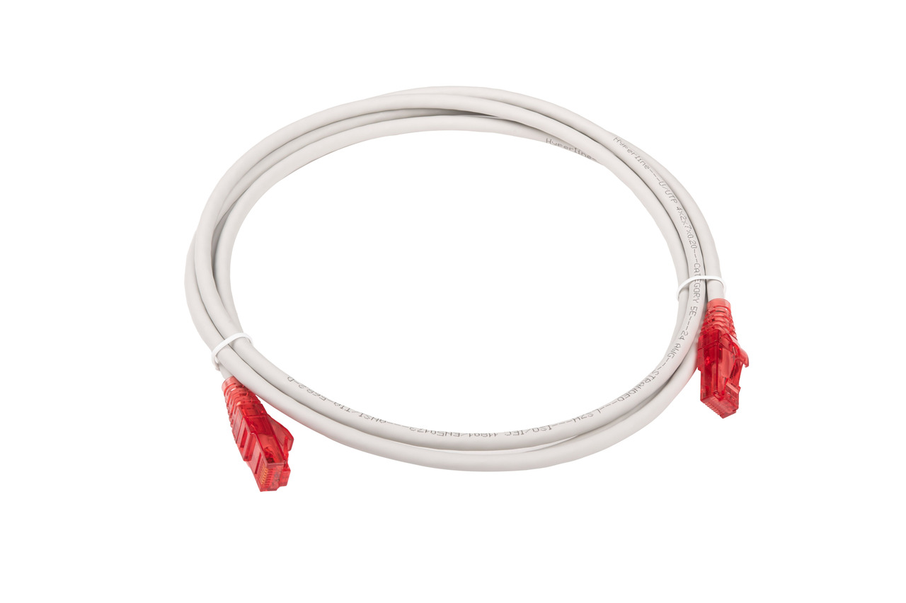 

Патч-корд Hyperline RJ-45 - RJ-45 вилка-вилка 2м (PC-LPM-UTP-RJ45-RJ45-C5E-2M) серый