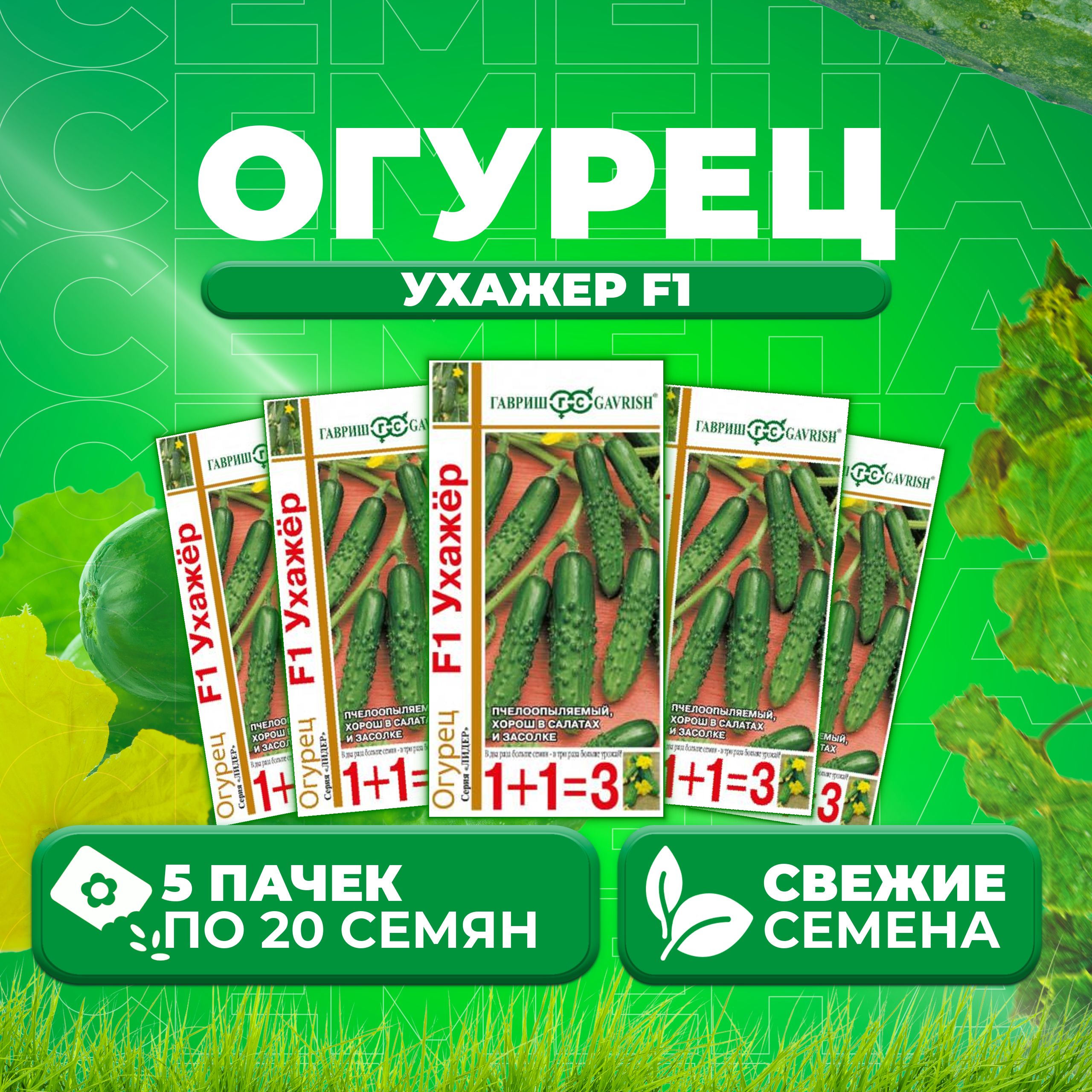 

Семена огурец Ухажер F1 Гавриш 10001111-5 5 уп., 10001111