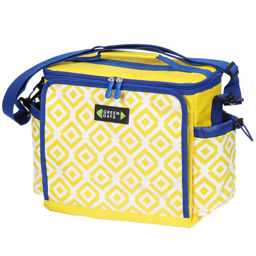 Термосумка 8 л 30х13х28 см Green Days полиэстер прямоугольная желтая с синими ручками CA21